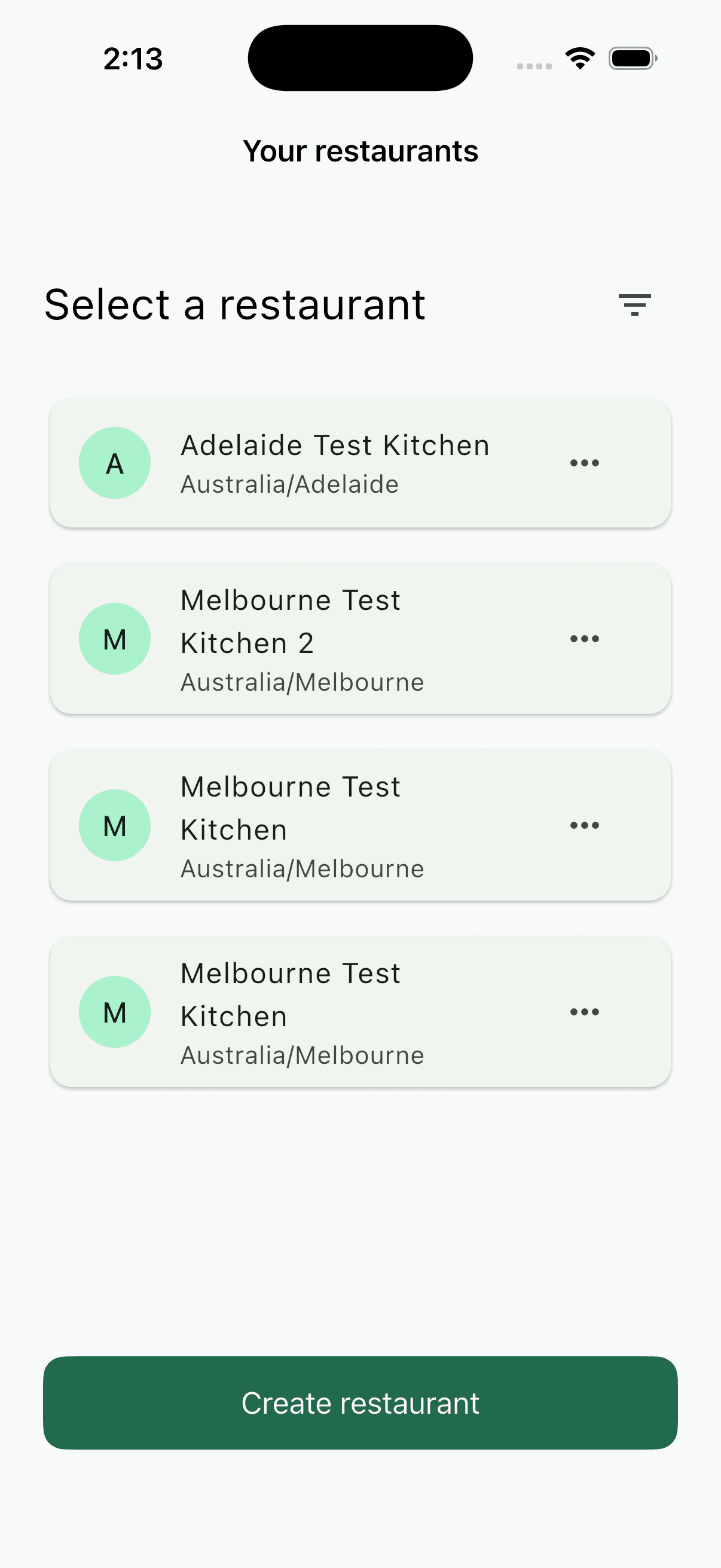 QuickShift owner – Select a restaurant